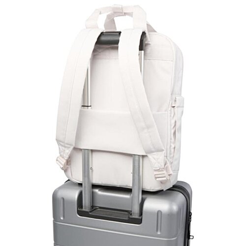 Additional Image 2 - a white backpack on a grey suitcase