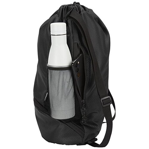 Additional Image 1 - a black backpack with a white bottle inside