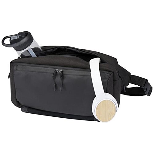 Additional Image 3 - a black bag with white headphones on it