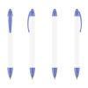 a group of pens with blue caps