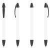 a group of pens with black caps