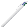 a white pen with blue and green cap