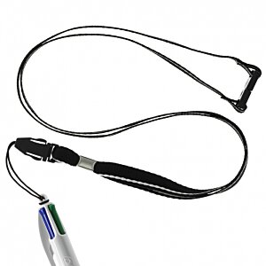 Additional Image 2 - a black and silver strap with a blue pen