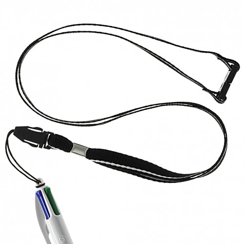 Additional Image 2 - a black and silver strap with a blue pen