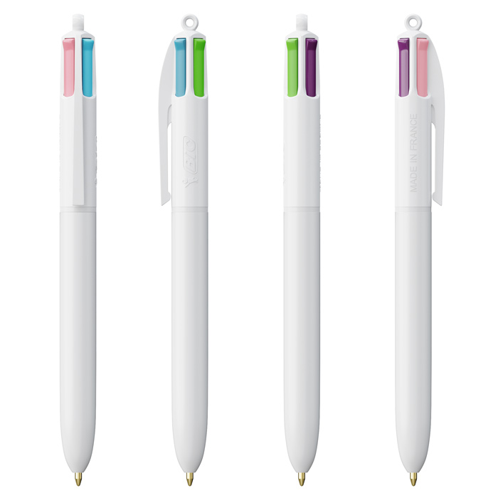 BIC 4 Colours Ballpoint Pens Pastel Pro Fun Shine Fluo Stylish