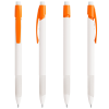 a group of white and orange pens