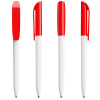 a group of red and white pens