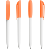 a group of orange and white pens