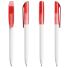 a group of red and white pens