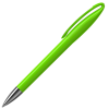 a green pen with a silver tip