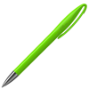 a green pen with a silver tip