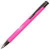 a pink pen with a black cap