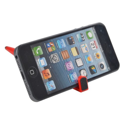 Additional Image 4 - a black cell phone with a red holder