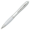 a white pen with silver cap