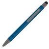 a blue pen with a black cap