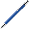 a blue pen with silver cap