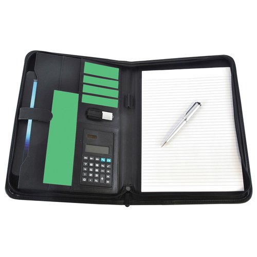Additional Image 1 - a black and green folder with a pen