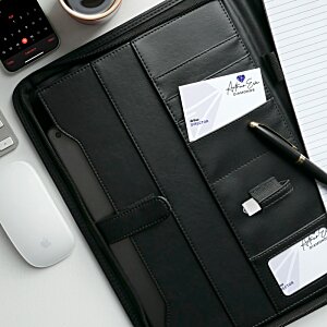 Additional Image 3 - a black folder with a pen and a pen on a white desk
