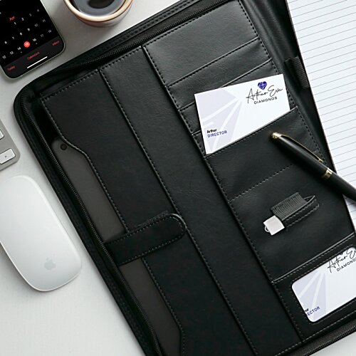 Additional Image 3 - a black folder with a pen and a pen on a white desk