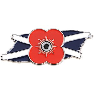 Additional Image 1 - a red flower with a blue and white ribbon