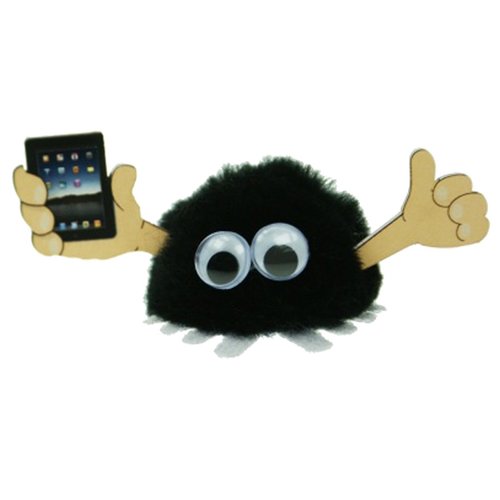 Additional Image 11 - a black stuffed animal with big eyes