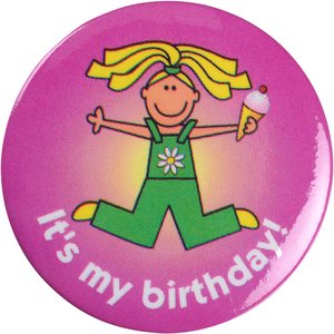 Additional Image 1 - a pink button with a cartoon character