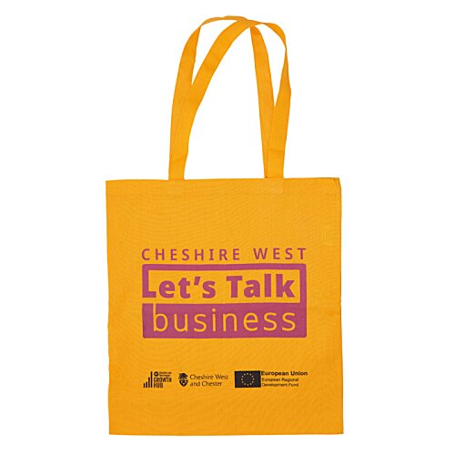 Additional Image 5 - a yellow shopping bag with purple text