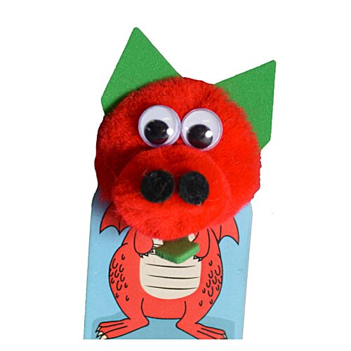 Additional Image 1 - a red stuffed animal with green eyes