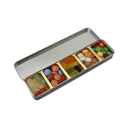 Additional Image 1 - a rectangular metal tray with different colored objects