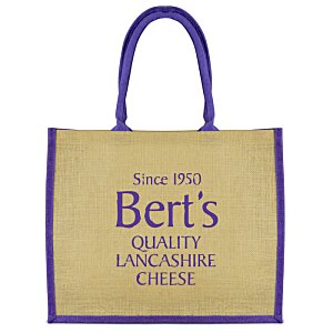 Additional Image 1 - a tan and purple bag with blue text