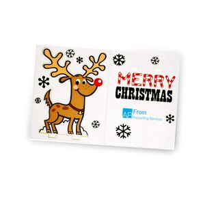 Additional Image 1 - a white card with a cartoon of a reindeer