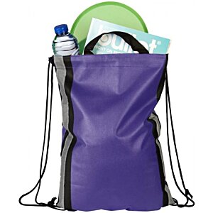 Additional Image 4 - a purple backpack with a bottle of water and a plate