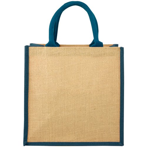 Additional Image 2 - a tan bag with blue handles