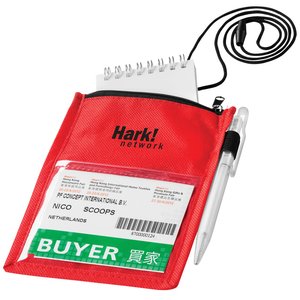 Additional Image 1 - a red badge with a white tag on it