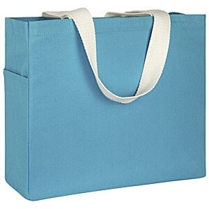 Additional Image 2 - a blue bag with a white handle
