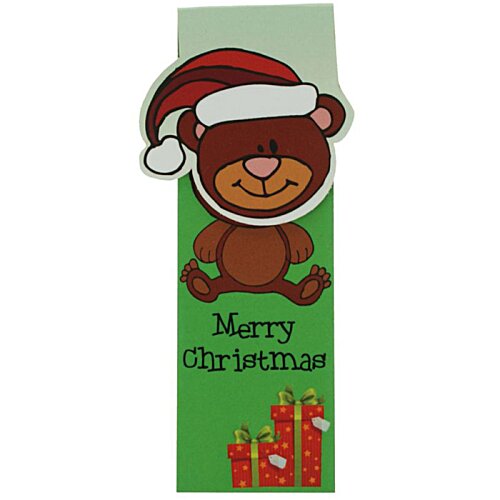 Additional Image 6 - a green bookmark with a bear wearing a santa hat
