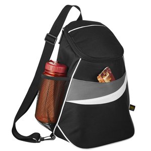 Additional Image 4 - a black backpack with a brown bottle inside