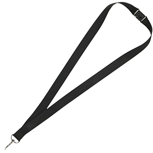 Additional Image 1 - a black lanyard with a silver metal clasp