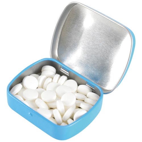 Additional Image 1 - a blue tin with white objects in it