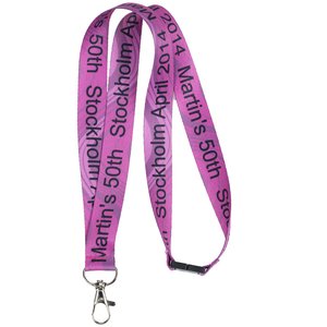 Additional Image 2 - a purple lanyard with a metal clip