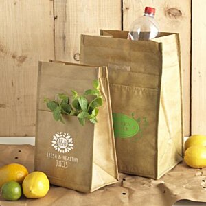 Additional Image 4 - a group of brown bags with green labels