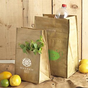 Additional Image 5 - a group of brown bags with green labels