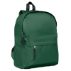 a green backpack with a black handle