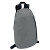 a grey backpack with black straps