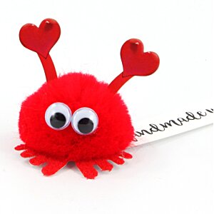 Additional Image 3 - a red stuffed animal with eyes and a pencil