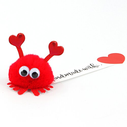 Additional Image 1 - a red stuffed animal with eyes and a heart on a stick