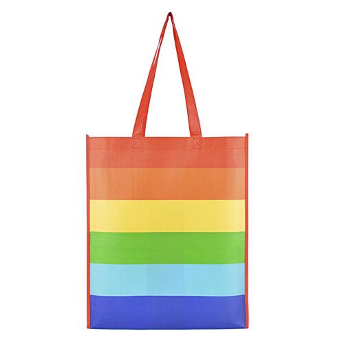 Additional Image 1 - a rainbow colored bag with a red handle