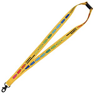 Additional Image 2 - a yellow lanyard with multicolored designs