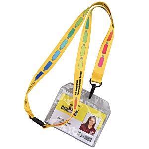 Additional Image 3 - a yellow lanyard with a photo of a person on it