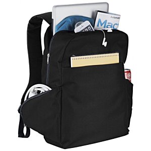 Additional Image 1 - a black backpack with a few objects in it